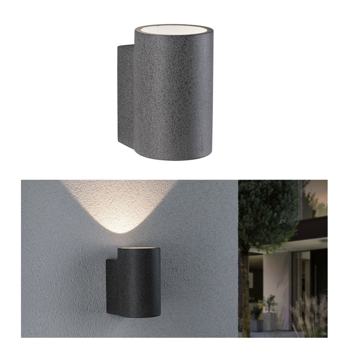 LED Aussenwandleuchte Concrea IP65 110x170mm 3000K 6,8W 300lm 230V Schwarzer Sandstein Beton
