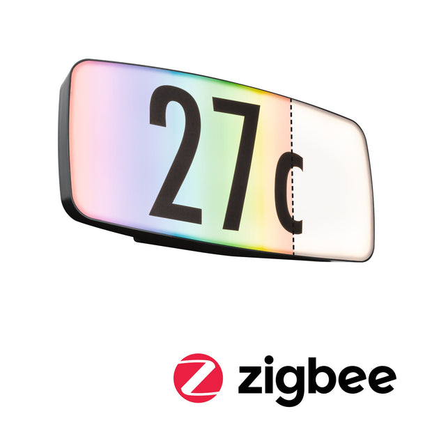 LED Hausnummernleuchte Smart Home Zigbee 3.0 Sheera Daemmerungssensor IP44 276x128mm RGBW+ 6,5W 430lm 230V Anthrazit Kunststoff