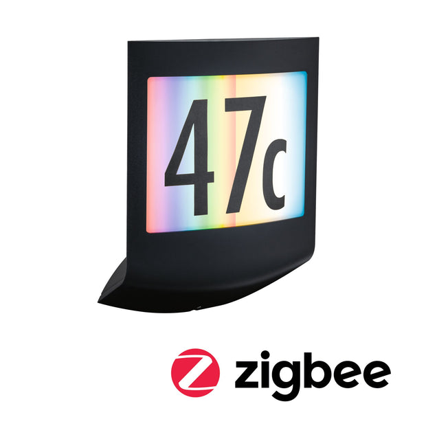 LED Aussenwandleuchte Smart Home Zigbee 3.0 Padea Daemmerungssensor IP44 198x252mm RGBW+ 8,2W 550lm 230V Anthrazit Kunststoff