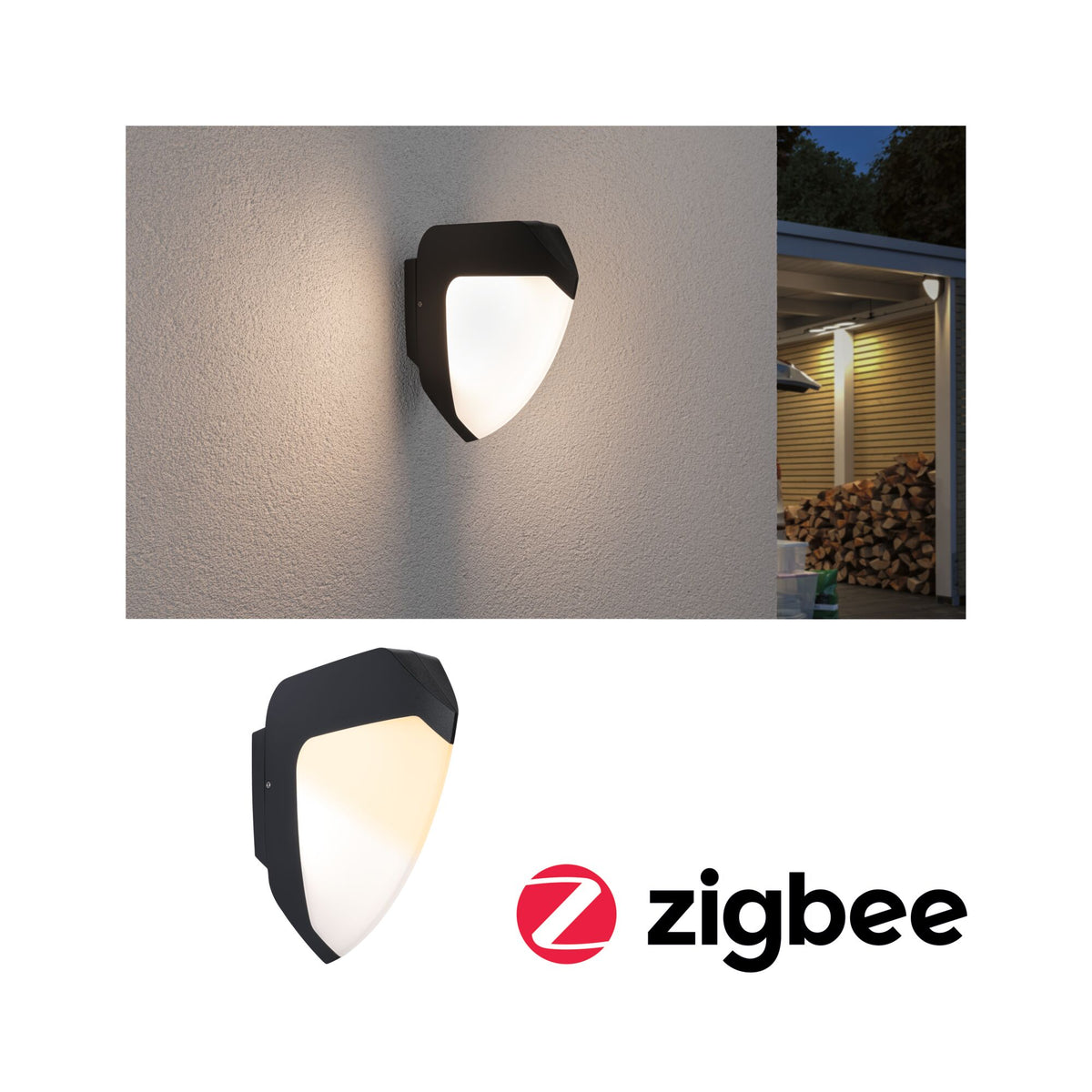 LED Aussenwandleuchte Smart Home Zigbee 3.0 Ikosea insektenfreundlich IP44 50x203mm Tunable Warm 4,4W 350lm 230V Anthrazit Kunststoff