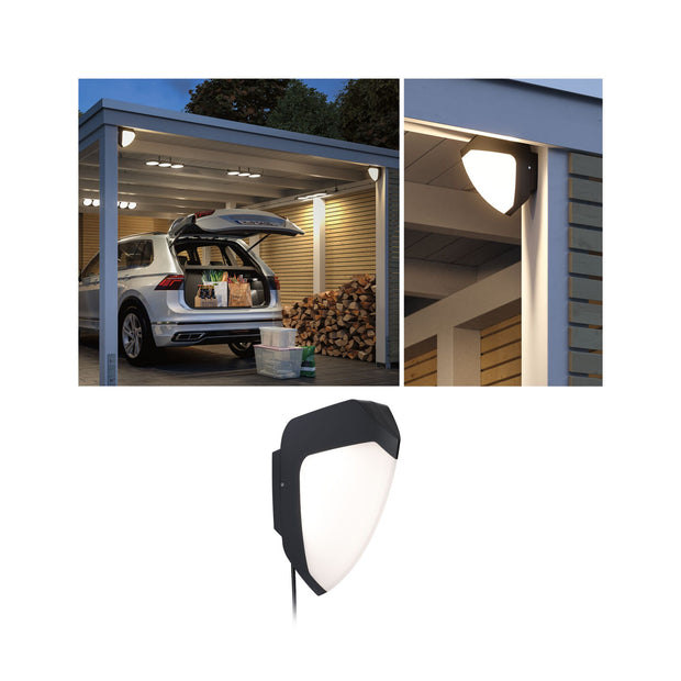 Park + Light LED Aussenwandleuchte Ikosea Daemmerungsgesteuerter Bewegungsmelder (IR) IP44 50x203mm 3000K 5,6W 350lm 12V Anthrazit Kunststoff