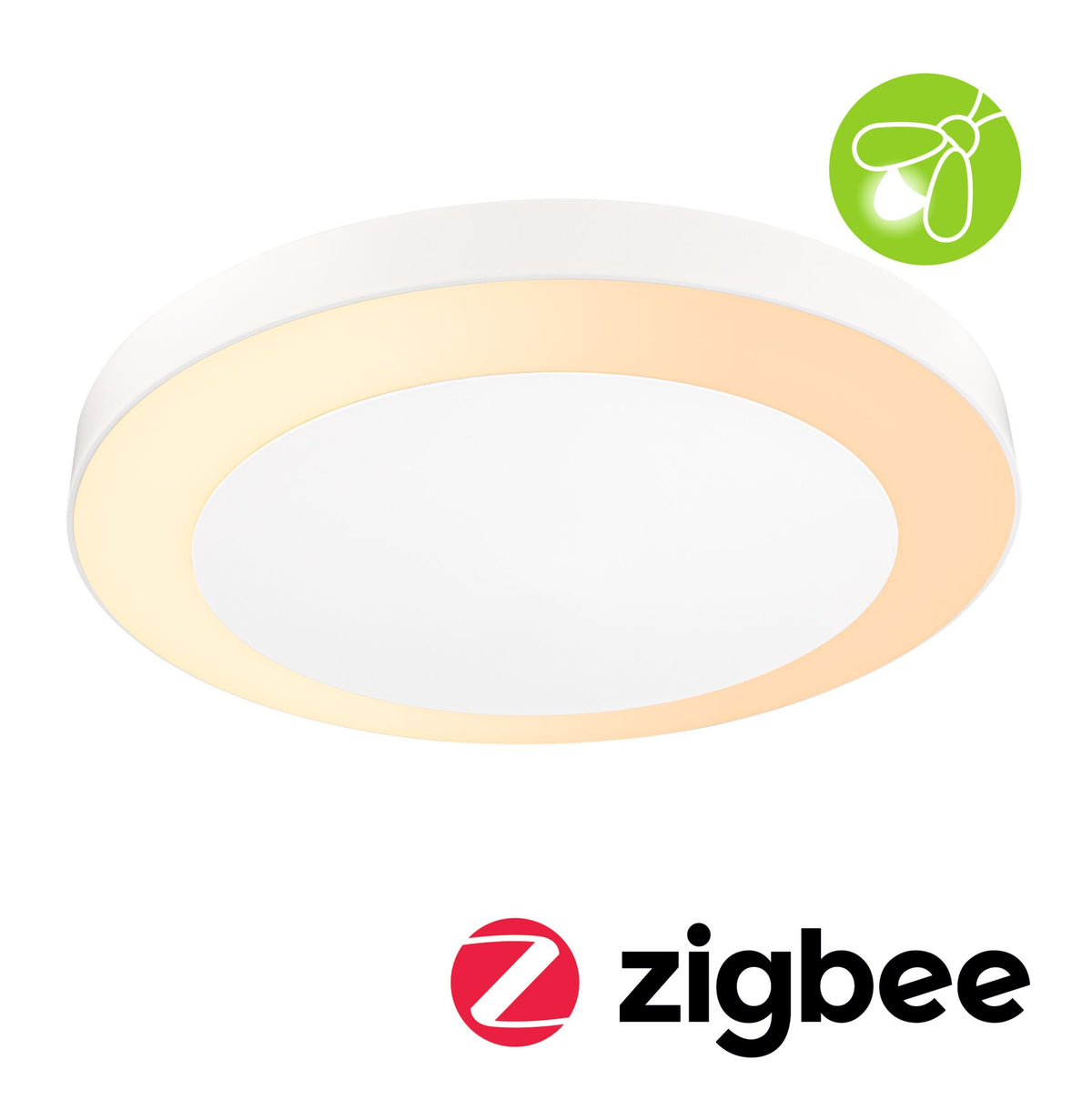 LED Deckenleuchte Smart Home Zigbee 3.0 Circula Daemmerungssensor insektenfreundlich IP44 rund 320mm Tunable Warm 14W 880lm 230V Weiss Kunststoff