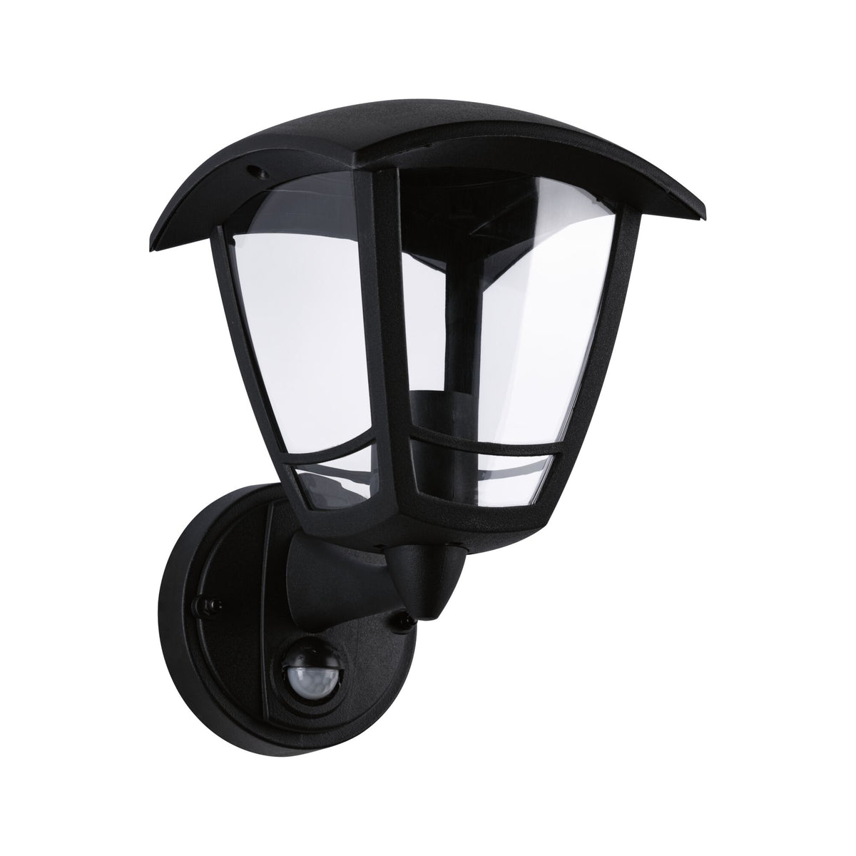 Aussenwandleuchte Classic Curved Daemmerungsgesteuerter Bewegungsmelder (IR) IP44 eckig 164x230mm max. 12W 230V Schwarz Kunststoff