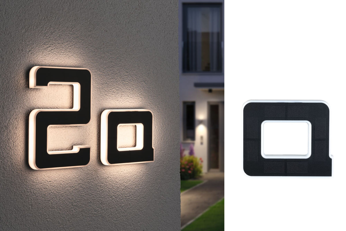 Solar LED Hausnummernleuchte inkl. wechselbarer Akku Buchstabe a IP44 3000K 6lm Schwarz