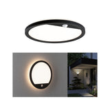 LED Aussenpanel Lamina Backlight Daemmerungsgesteuerter Bewegungsmelder (IR) seewasserresistent IP44 rund 280mm 3000K 14,5W 1200lm 230V Schwarz Kunststoff