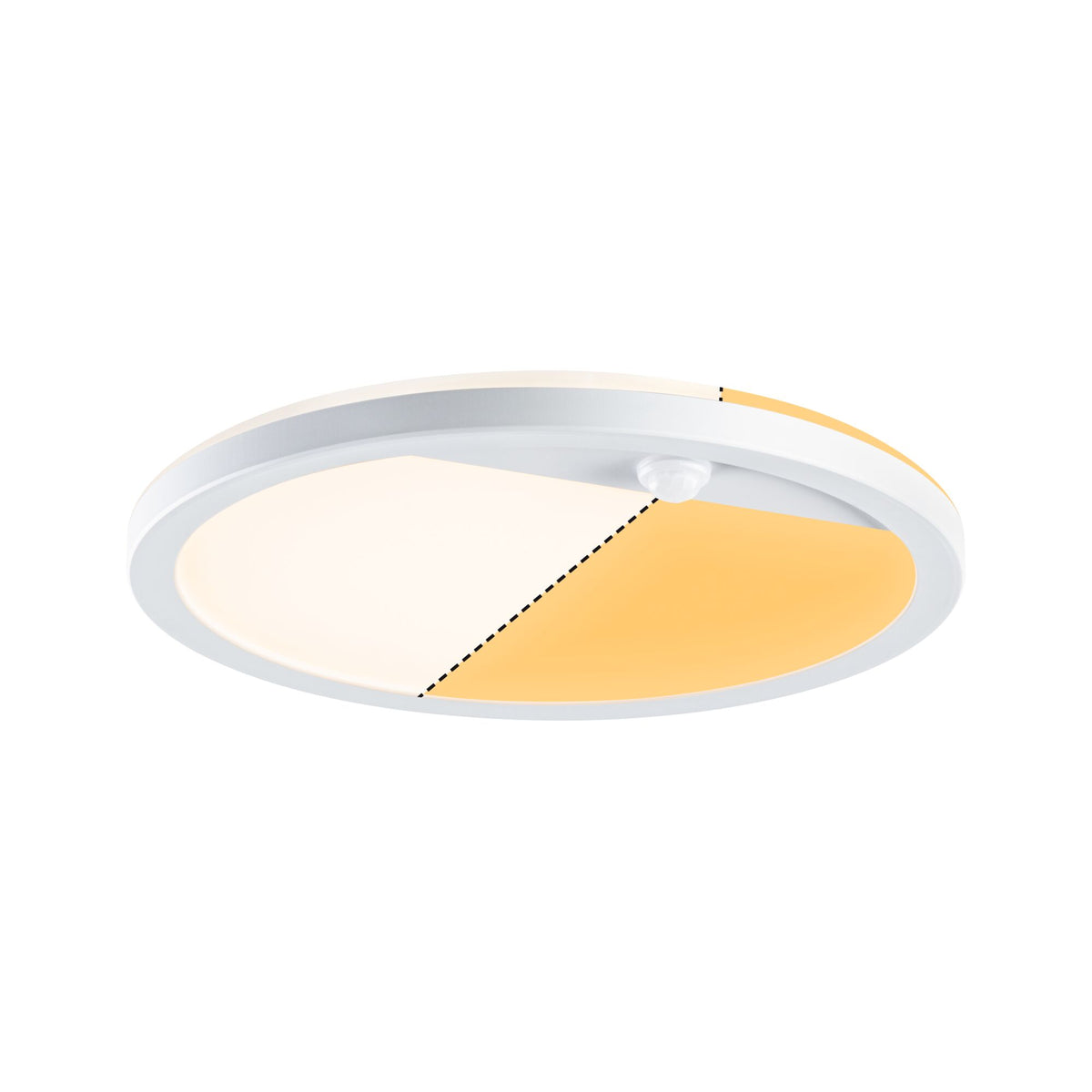 LED Aussenpanel Lamina Backlight Daemmerungsgesteuerter Bewegungsmelder (IR) insektenfreundlich IP44 rund 280mm Tunable Warm 14W 1150lm 230V Weiss Kunststoff