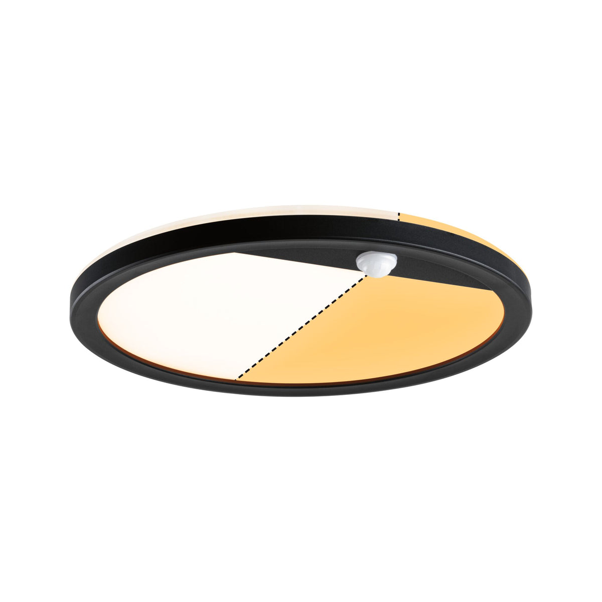 LED Aussenpanel Lamina Backlight Daemmerungsgesteuerter Bewegungsmelder (IR) insektenfreundlich IP44 rund 280mm Tunable Warm 14W 1150lm 230V Schwarz Kunststoff