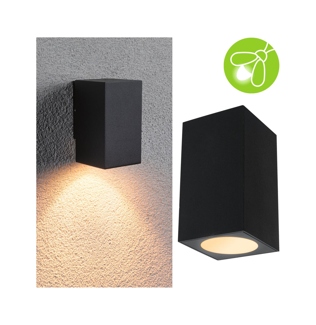 LED Wandleuchte Flame insektenfreundlich IP44 eckig 58x103mm 2200K 4W 265lm 230V 75 Grad Anthrazit Metall