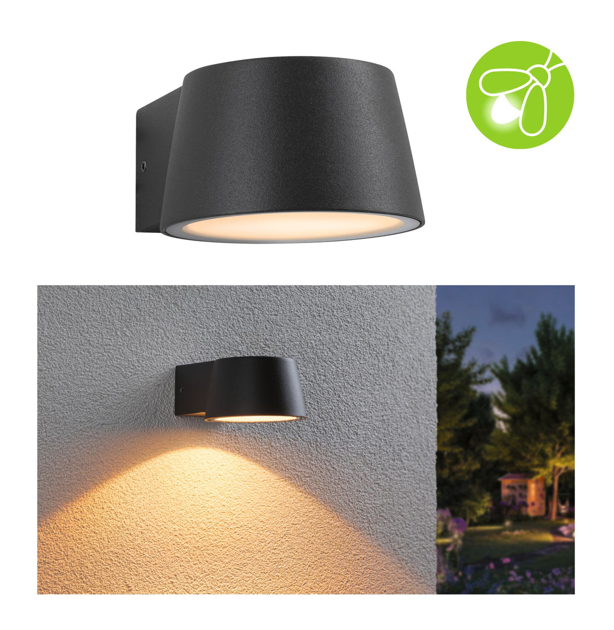 LED Aussenwandleuchte Capea insektenfreundlich IP44 96x128mm 2200K 6W 550lm 230V 98 Grad Anthrazit Aluminium