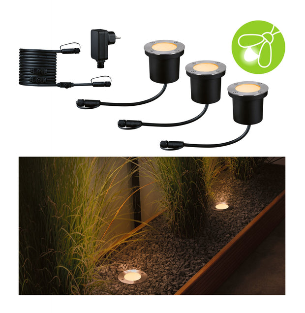 Plug & Shine LED Bodeneinbauleuchte Floor Basisset insektenfreundlich IP67 2200K 3x4,5W Anthrazit