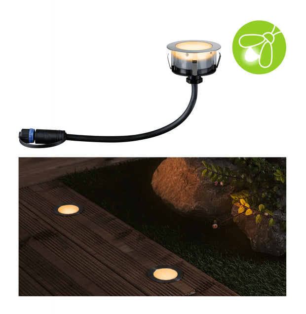 Plug & Shine LED Bodeneinbauleuchte Floor Einzelleuchte Insektenfreundlich IP67 2200K 2W Silber