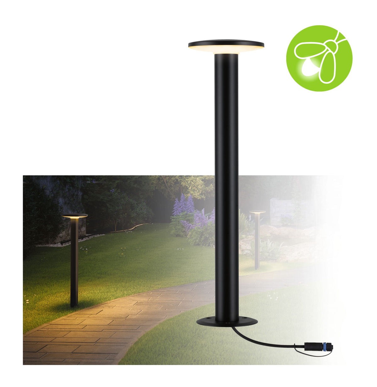 Plug & Shine LED Pollerleuchte Plate Einzelleuchte insektenfreundlich IP44 2200K 7W Anthrazit