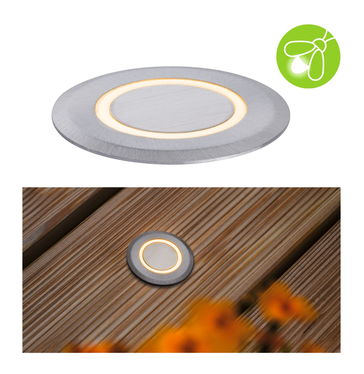 LED Bodeneinbauleuchte Floor insektenfreundlich IP67 rund 50mm 2200K 2,2W 15lm 230V Alu Kunststoff/Metall