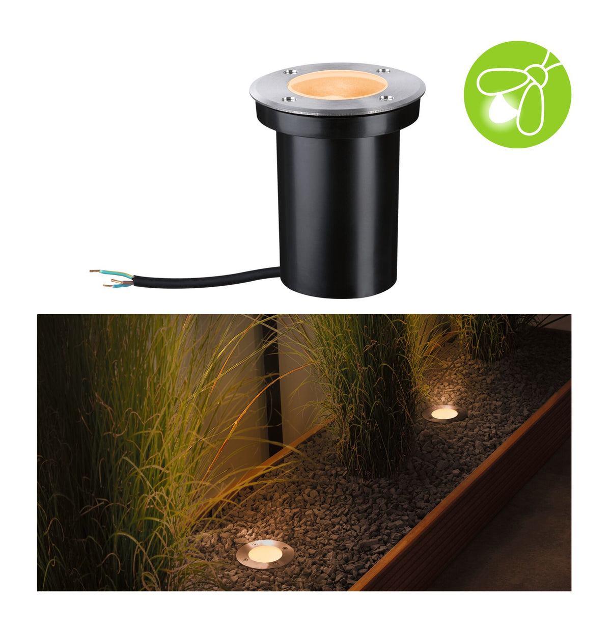 LED Bodeneinbauleuchte Floor insektenfreundlich IP65 zylindrisch 110mm 2200K 4,3W 320lm 230V Edelstahl gebuerstet Edelstahl/Kunststoff