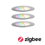 Plug & Shine LED Bodeneinbauleuchte Smart Home Zigbee 3.0 Floor RGBW 3er-Set IP67 RGBW+ 3x2W 21VA Edelstahl