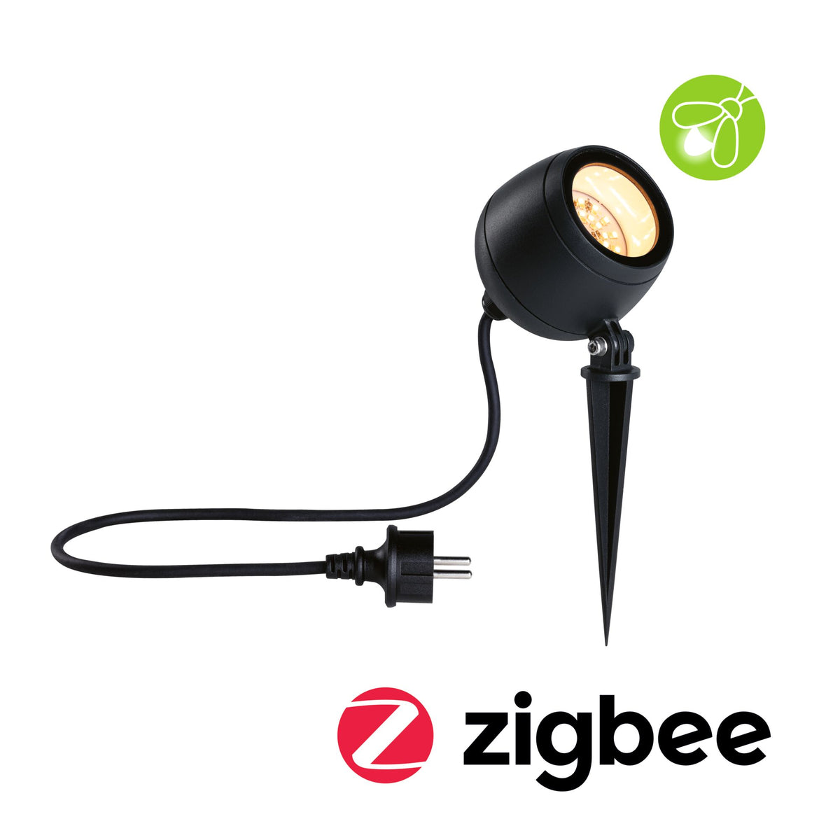 LED Gartenstrahler Smart Home Zigbee 3.0 Kikolo insektenfreundlich IP65 90mm Tunable Warm 6,2W 400lm 230V 80 Grad Anthrazit Kunststoff/Aluminium