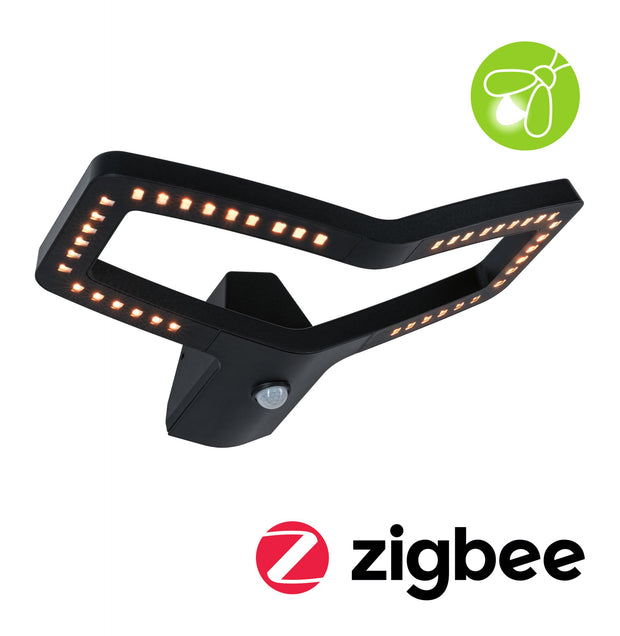 LED Aussenwandleuchte Smart Home Zigbee 3.0 Alara Daemmerungsgesteuerter Bewegungsmelder (IR) IP44 eckig 375x270mm 3000 - 2200K 10W 450lm 230V Anthrazit Metall