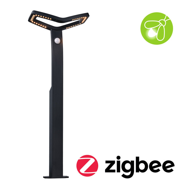 LED Pollerleuchte Smart Home Zigbee 3.0 Alara Daemmerungsgesteuerter Bewegungsmelder (IR) insektenfreundlich IP44 eckig 665mm 2200 - 3300K 10W 450lm 230V Anthrazit Metall