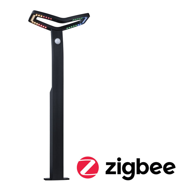 LED Pollerleuchte Smart Home Zigbee 3.0 Alara Daemmerungsgesteuerter Bewegungsmelder (IR) IP44 eckig 665mm RGBW+ 10W 450lm 230V Anthrazit Metall