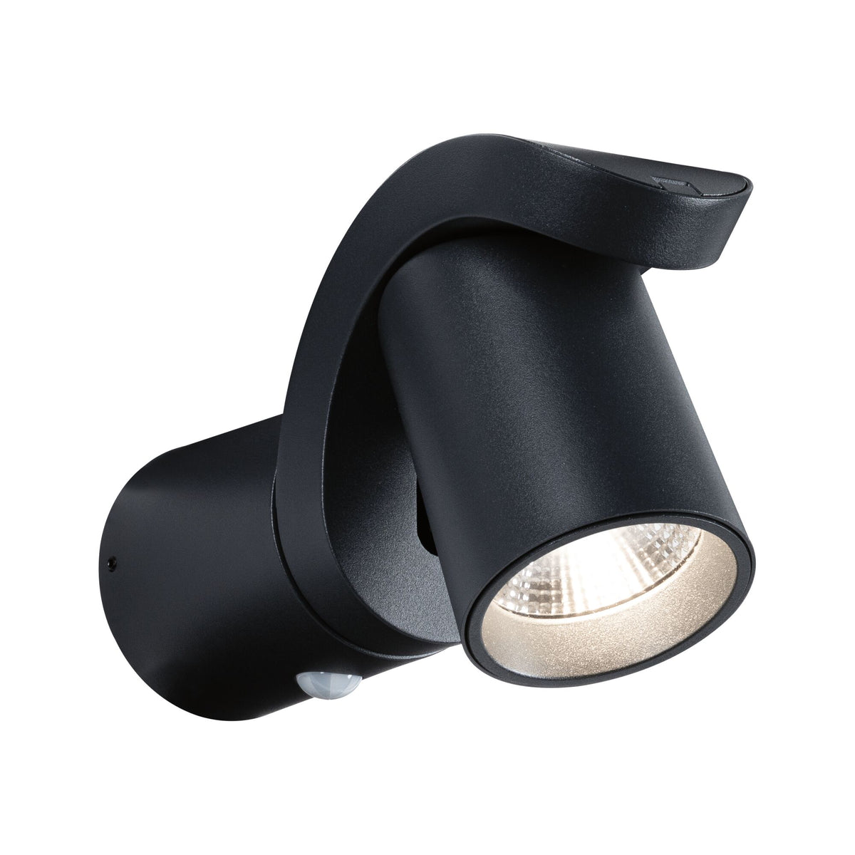 LED Aussenwandleuchte Cuff Daemmerungsgesteuerter Bewegungsmelder (IR) IP44 76x217mm 3000K 10W 700lm 230V 70 Grad Anthrazit Aluminium