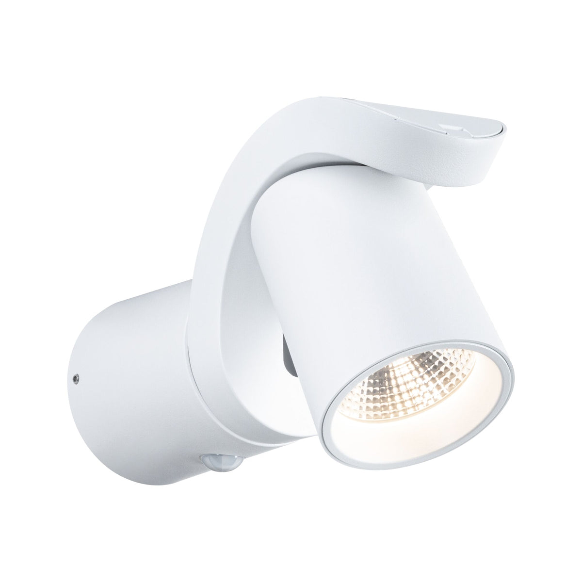 LED Aussenwandleuchte Cuff Daemmerungsgesteuerter Bewegungsmelder (IR) IP44 76x217mm 3000K 10W 700lm 230V 70 Grad Weiss Aluminium