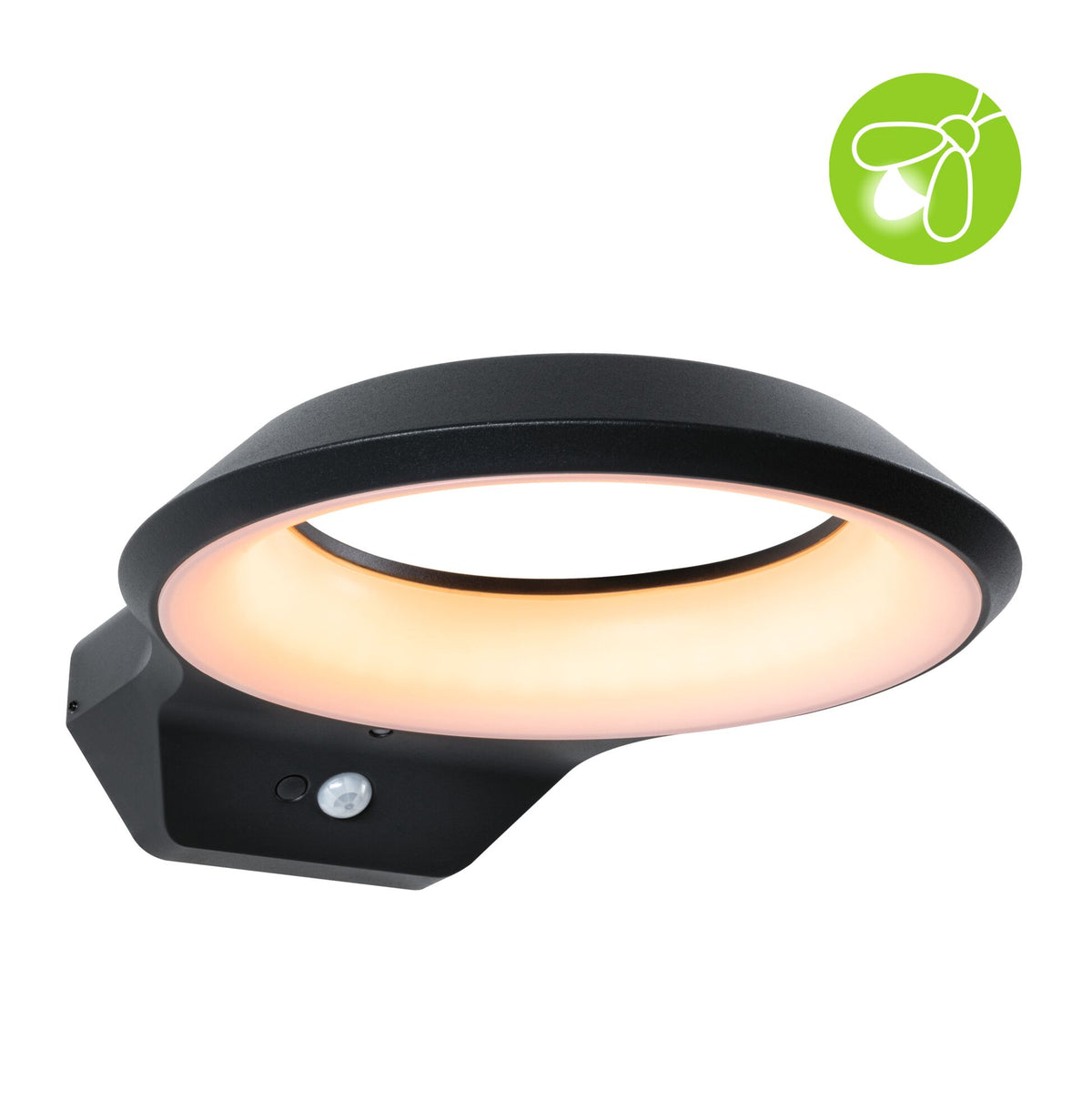 LED Aussenwandleuchte Anela Daemmerungsgesteuerter Bewegungsmelder (IR) insektenfreundlich IP44 245x309mm 2200K 12W 700lm 230V Anthrazit Aluminium