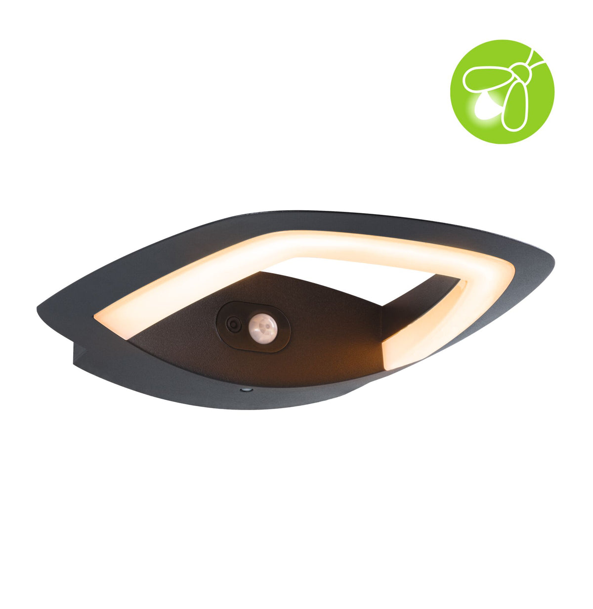 LED Aussenwandleuchte Akena Daemmerungsgesteuerter Bewegungsmelder (IR) insektenfreundlich IP44 243x254mm 2200K 10,8W 800lm 230V Anthrazit Aluminium