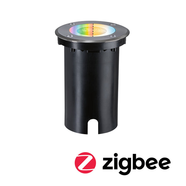 LED Bodeneinbauleuchte Smart Home Zigbee 3.0 Floor IP67 rund 110mm RGBW+ 4,9W 300lm 230V Eisen gebuerstet Aluminium