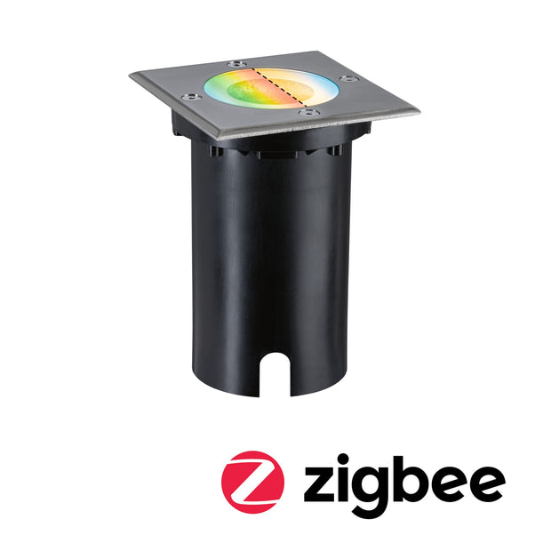 LED Bodeneinbauleuchte Smart Home Zigbee 3.0 Floor IP67 eckig 110x148mm RGBW+ 4,9W 300lm 230V Eisen gebuerstet Aluminium