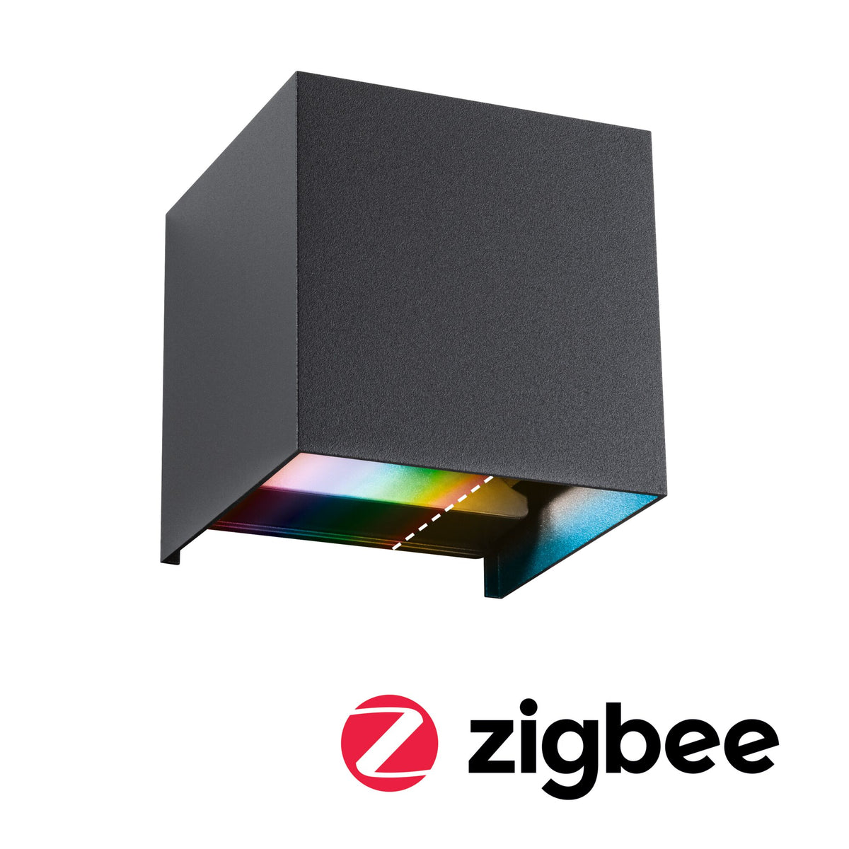 LED Wandleuchte Smart Home Zigbee 3.0 Cybo IP44 eckig 100x100mm RGBW+ 2x2,5W 2x150lm 230V Anthrazit Aluminium