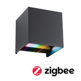 LED Wandleuchte Smart Home Zigbee 3.0 Cybo IP44 eckig 100x100mm RGBW+ 2x2,5W 2x150lm 230V Anthrazit Aluminium