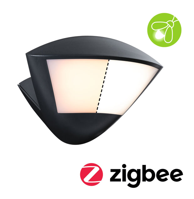 LED Aussenwandleuchte Smart Home Zigbee 3.0 Skyla Daemmerungsgesteuerter Bewegungsmelder (IR) insektenfreundlich IP44 226x164mm Tunable Warm 10W 840lm 230V Anthrazit Aluminium