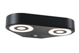 LED Aussenwandleuchte Silma Daemmerungsgesteuerter Bewegungsmelder (IR) Zweifacher Lichtaustritt IP44 eckig 280x176mm 3000K 2x5,5W / 2x0,7W 2x600lm / 2x0lm 230V Anthrazit Aluminium