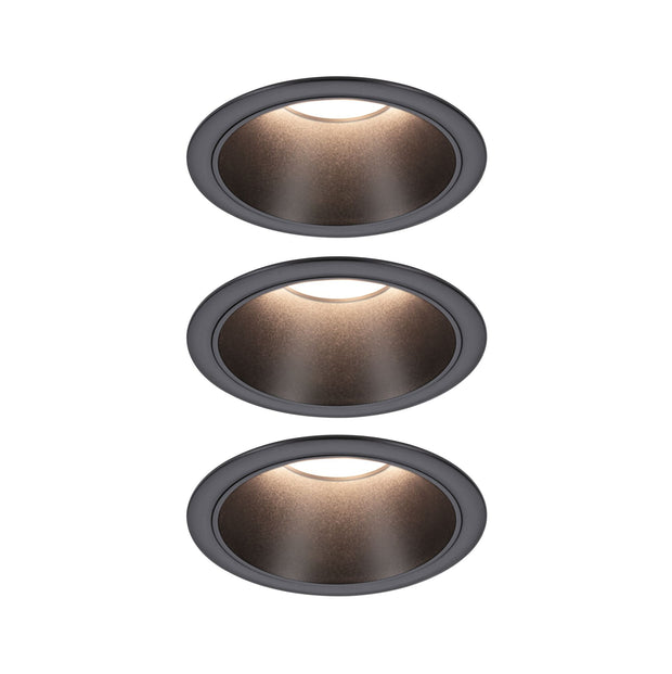 LED Einbauleuchte 3-Step-Dim Cole Coin 3er-Set IP44 rund 88mm Coin 3x6W 3x470lm 230V dimmbar 2700K Schwarz