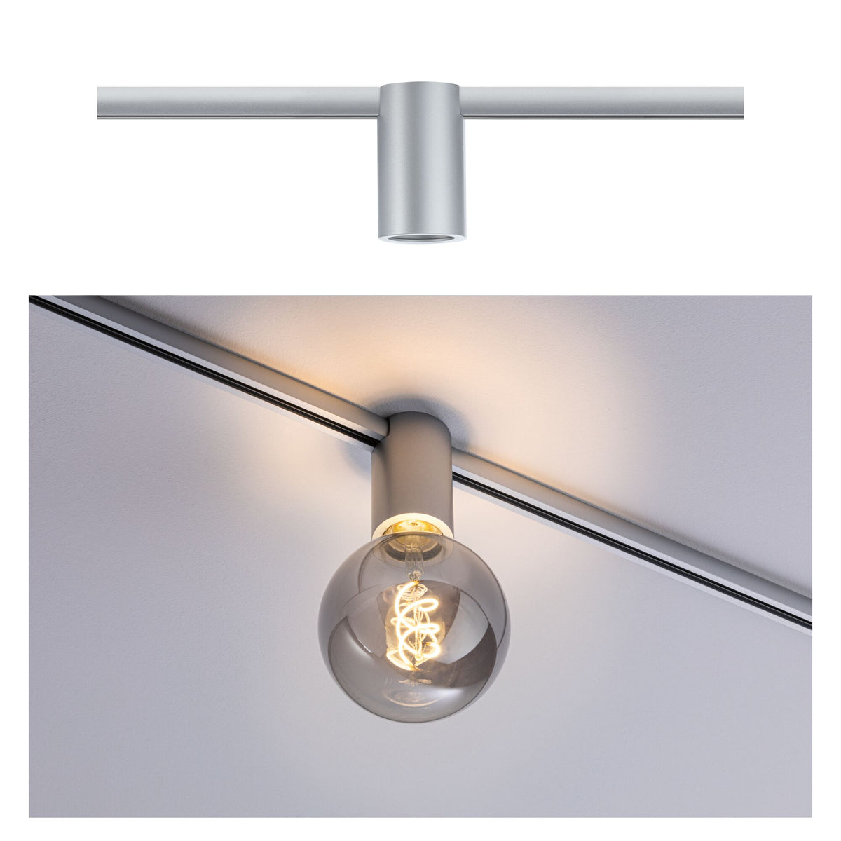URail Schienenspot Socket Einzelspot E27 max. 20W dimmbar 230V Chrom matt