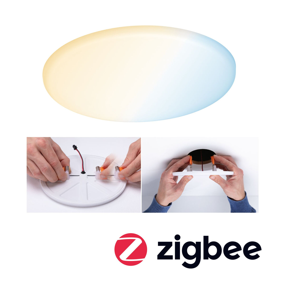 VariFit LED Einbaupanel Smart Home Zigbee 3.0 Veluna IP44 rund 185mm 15W 1000lm Tunable White Satin dimmbar