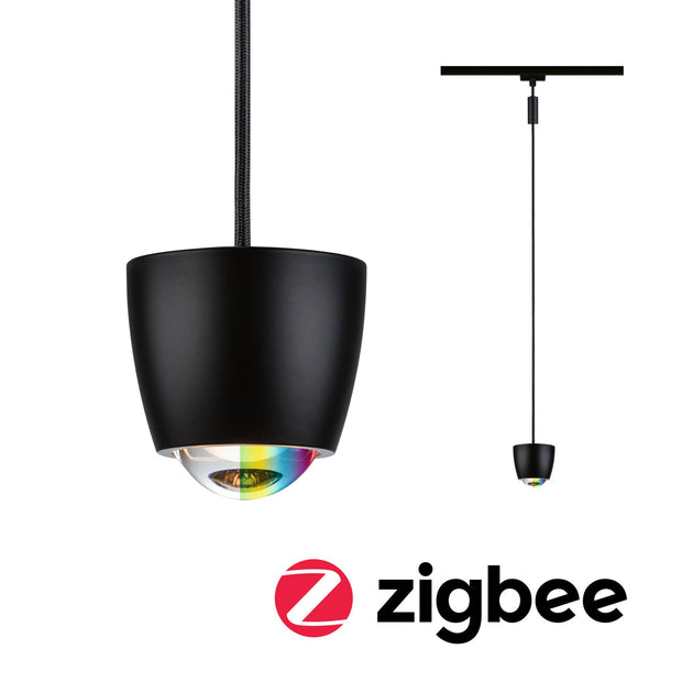 URail Pendel Smart Home Zigbee 3.0 Tyros RGBW 200lm 4,5W RGBW+ dimmbar 230V Schwarz matt