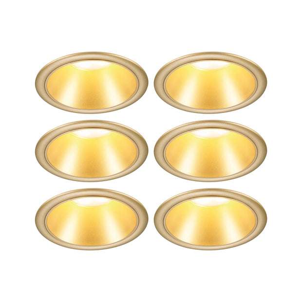 LED Einbauleuchte 3-Step-Dim Cole Coin 6er-Set IP44 rund 88mm Coin 6x6W 6x470lm 230V dimmbar 2700K Gold matt