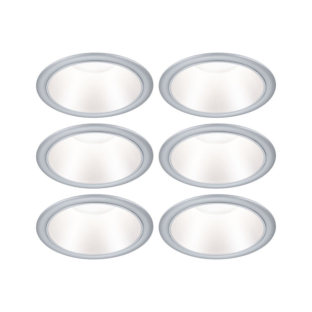 LED Einbauleuchte 3-Step-Dim Cole Coin 6er-Set IP44 rund 88mm Coin 6x6W 6x470lm 230V dimmbar 2700K Silber matt