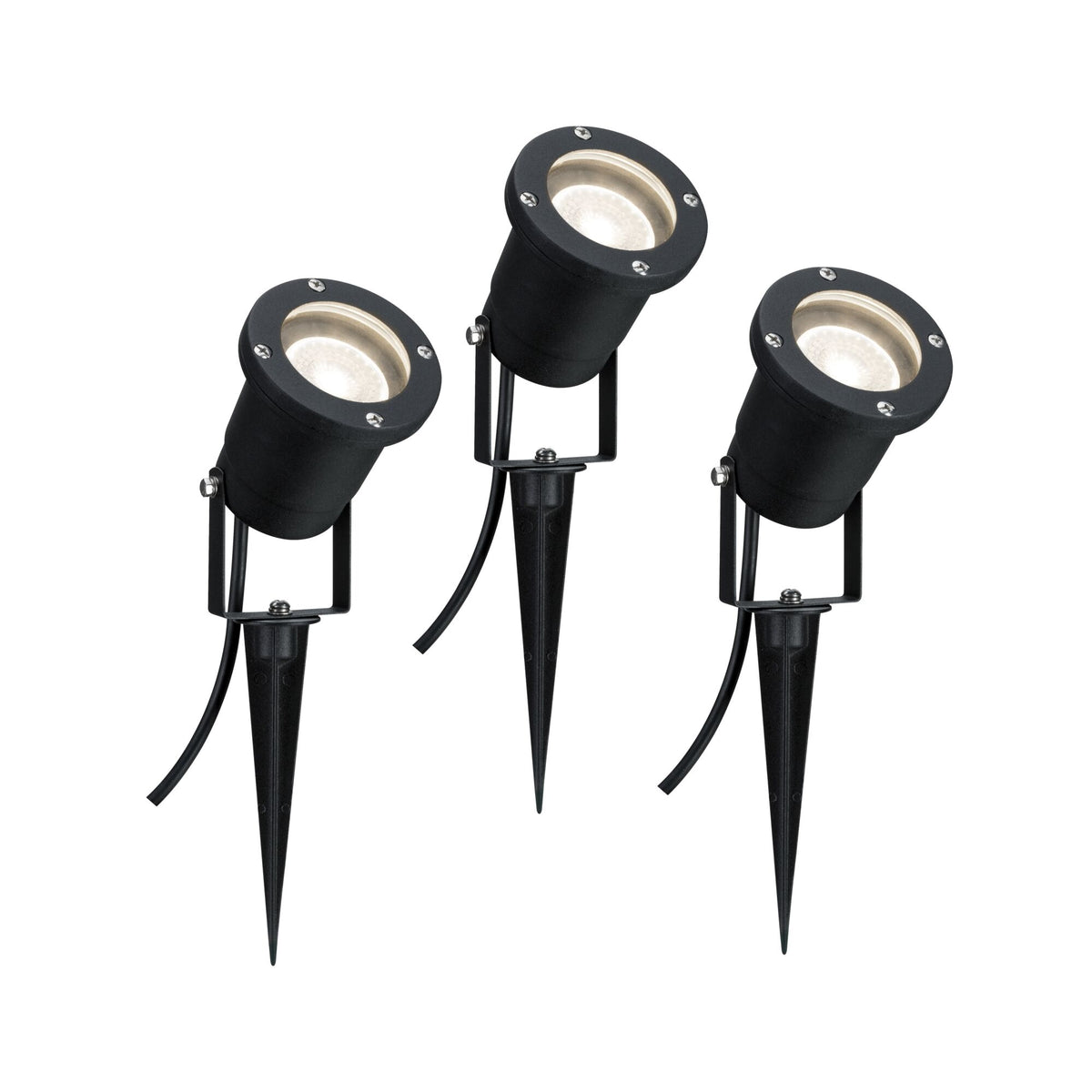 LED Gartenstrahler IP65 rund 92mm 3000K 3x3,5W 3x230lm 230V 38 Grad Schwarz Aluminium