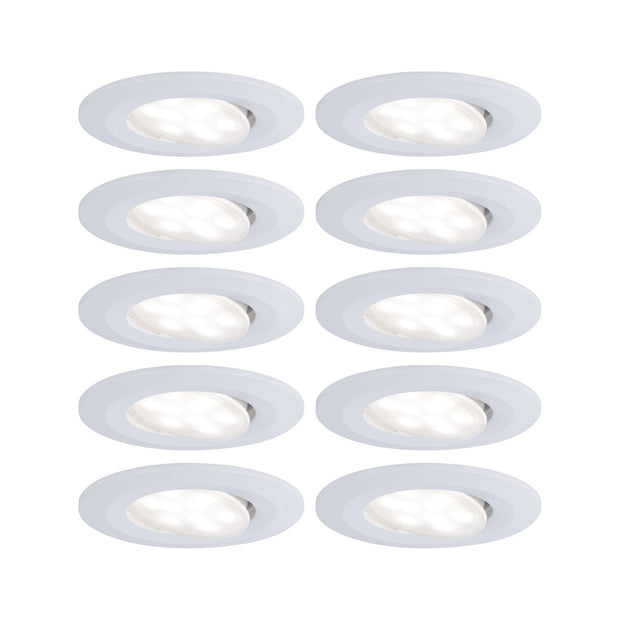 LED Einbauleuchte Calla Basisset schwenkbar IP65 rund 90mm 30 Grad 10x5,2W 10x460lm 230V dimmbar 4000K Weiss matt