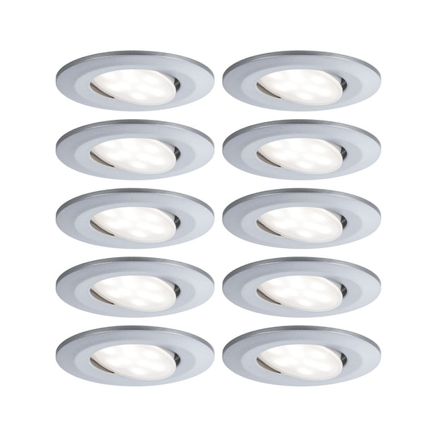 LED Einbauleuchte Calla Basisset schwenkbar IP65 rund 90mm 30 Grad 10x5,2W 10x460lm 230V dimmbar 4000K Chrom matt
