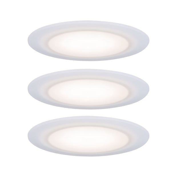 Premium LED Einbauleuchte Suon Basisset IP44 rund 90mm 3x5W 3x450lm 230V dimmbar 2700K Satin/Weiss