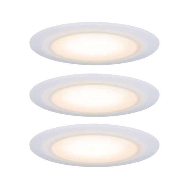 Premium LED Einbauleuchte Dim to Warm Suon Basisset IP44 rund 90mm 3x5W 3x450lm 230V dimmbar Dim to warm Satin/Weiss