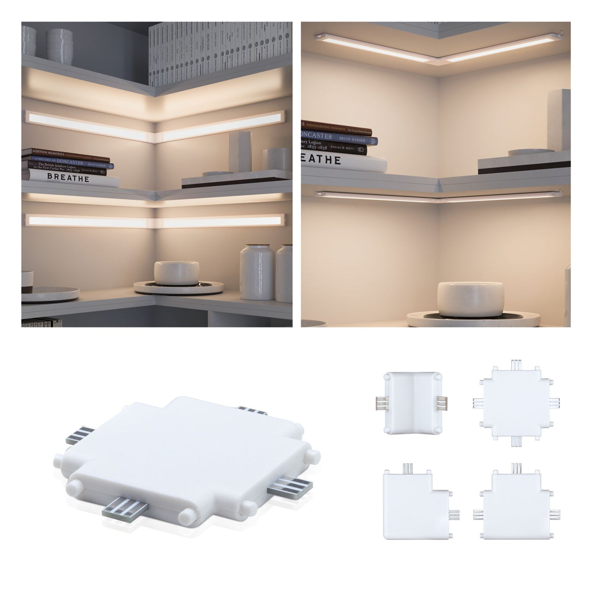 Clever Connect Verbinder Border X-Verbinder 50x50mm Weiss matt