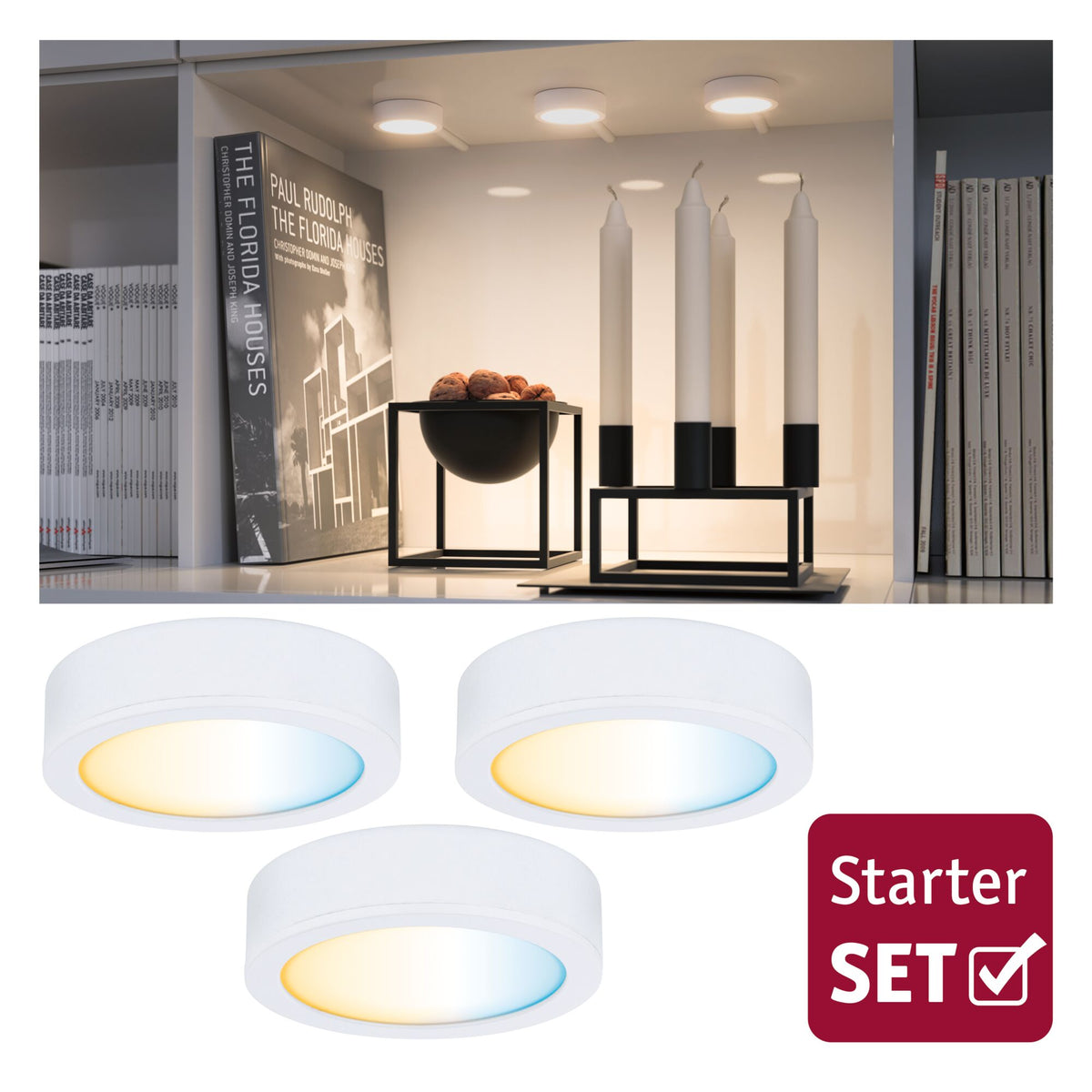 Clever Connect LED Spot Disc Tunable White 3x2,1W 12VA Weiss matt