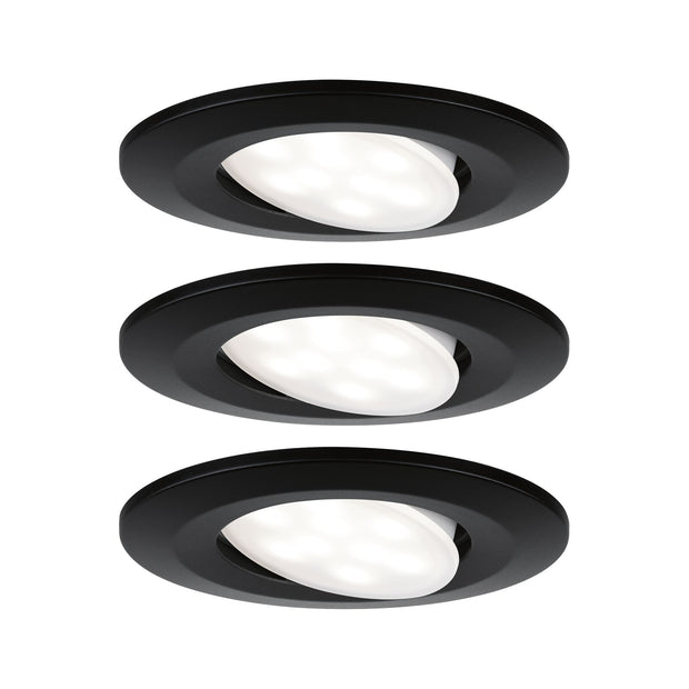 LED Einbauleuchte Calla Basisset schwenkbar IP65 rund 90mm 3x6W 3x530lm 230V 4000K Schwarz matt